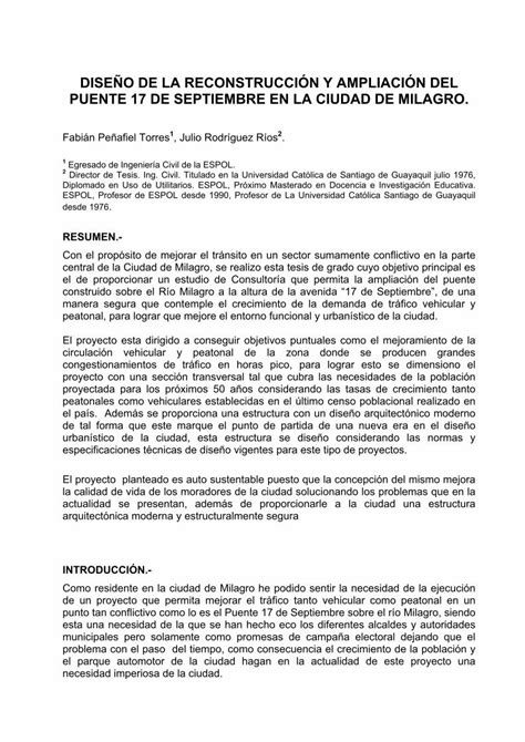 PDF DISEÑO DE LA RECONSTRUCCIÓN Y AMPLIACIÓN DEL PUENTE 17 DE