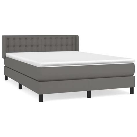 Estink Lit Sommier Tapissier Avec Matelas Gris X Cm Similicuir