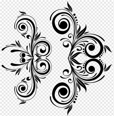 Swirling Floral Ornaments Silhouette Png Pngwing