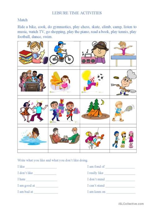 Free Time Leisure Activities English Esl Worksheets Pdf