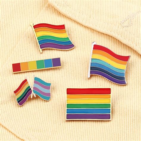 5 Style Lgbt Rainbow Banner Enamel Pins Fashion Flag Brooches Bag