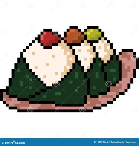 Pixel Art Onigiri Game Asset Design Vector Illustration CartoonDealer