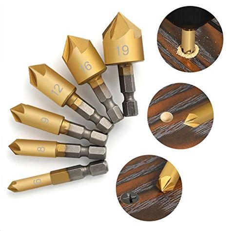 Comoware Countersink Drill Bit Set 7 Pcs Counter Sinker Drill Bits For