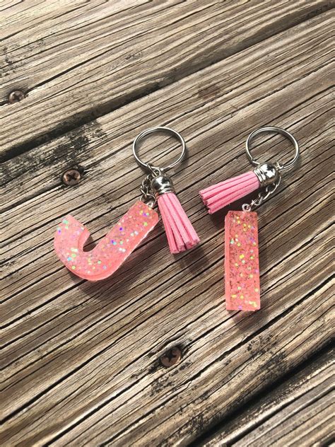 Personalized Letter Keychain Initial Keychains Epoxy Etsy