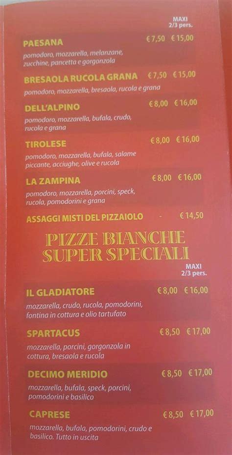 Menu Da Pizzeria Dal Gladiatore Ravenna