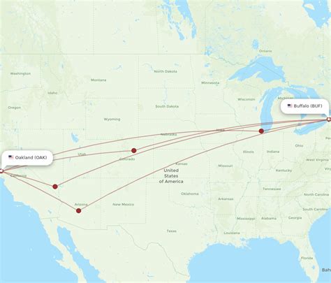 All Flight Routes From Buffalo To Oakland Buf To Oak Flight Routes