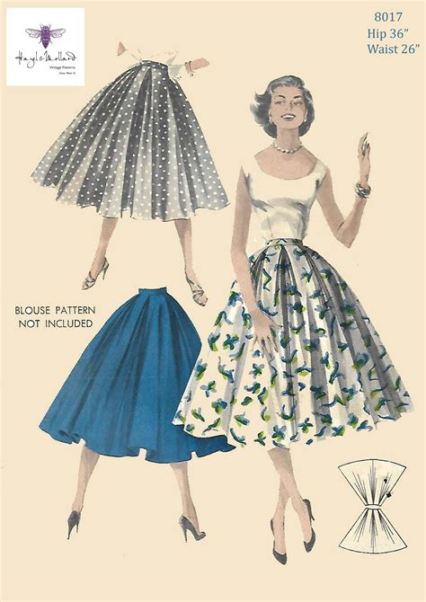 Vintage 1950s Sewing Pattern Rockabilly Full Circle Skirt Waist 26 Hip 36 Vintage Dress