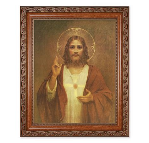 Sacred Heart Of Jesus Mahogany Finished Framed Art Buy Religious Catholic Store