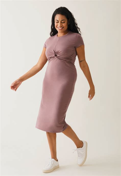 Maternity Party Dress With Nursing Access Dark Mauve Boob Design