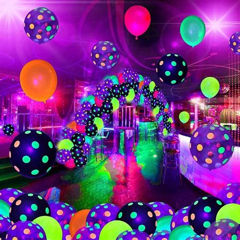 Pcs Neon Uv Color Blacklight Balloons Helium Latex Glow In The Dark