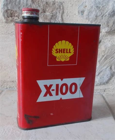 Ancien Bidon D Huile Moteur Shell X Rouge France Vintage Oil Can