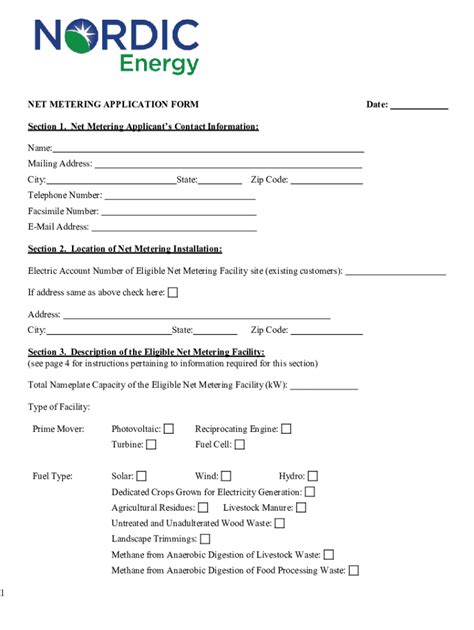 Fillable Online Net Metering Program Application Form Fax Email Print