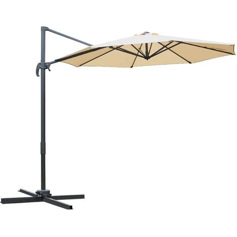 Outsunny M Garden Banana Parasol Patio Cantilever Hanging Umbrella Beige