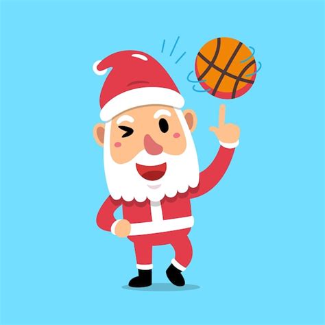 Personaje De Dibujos Animados Santa Claus Jugando Al Baloncesto