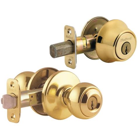 Kwikset 690 Polo Keyed Entry Knob And Single Cylinder Deadbolt Combo Pack In Polished Brass