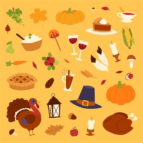 Happy Thanksgiving Day Icons Decorative Illustrations Creative Market