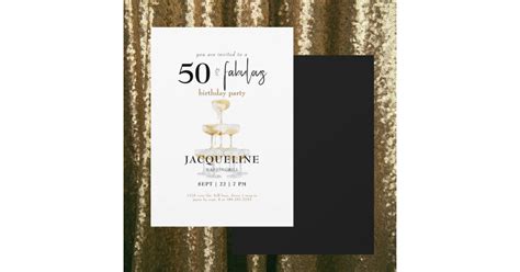 Modern 50 And Fabulous Champagne Birthday Party Invitation Zazzle