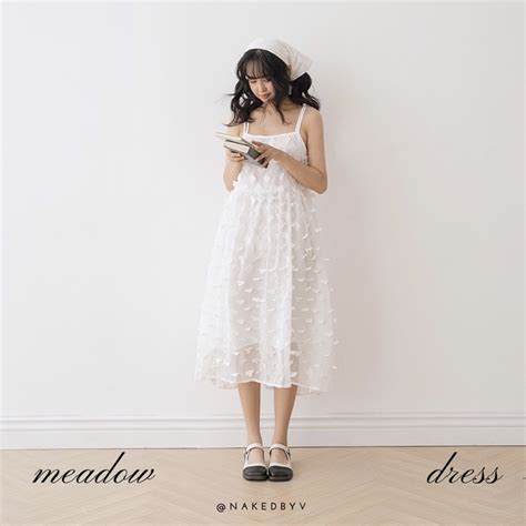 Naked By V Váy 2 dây họa tiết hoa Meadow Dress Trăng Shopee Việt Nam