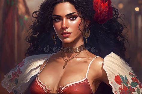 Beautiful Latina Girl Traditional Mexican Carnival Outfit Celebrating
