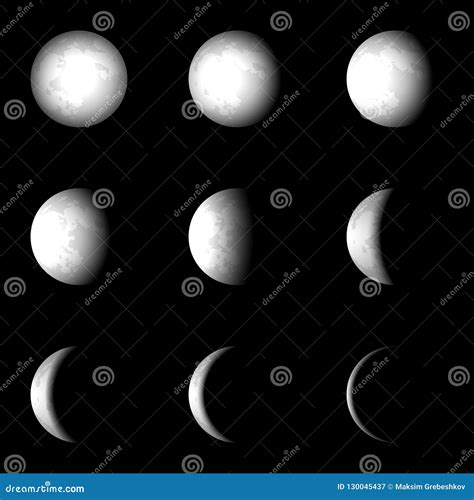 Sistema De La Fase De La Luna Del Vector Stock de ilustración