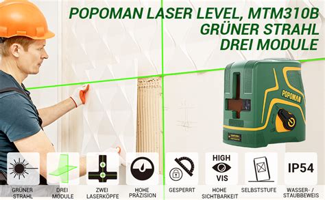 POPOMAN Kreuzlinienlaser Grün Linienlaser Grün Kreuzlinienlaser 45M