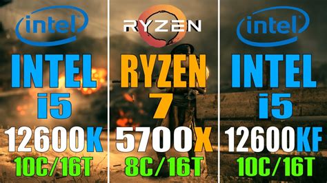 Intel I5 12600kf Vs Ryzen 7 5700x Vs Intel I5 12600k Pc Games