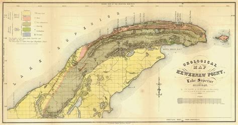 Map Antique Geological Map Of Keweenaw Point Lake Superior Michigan In