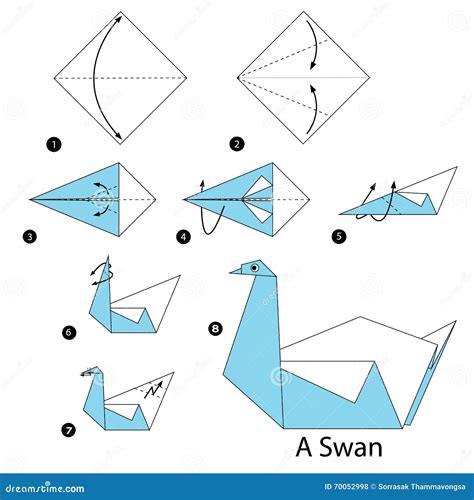 Step By Step Instructions How To Make Origami A Swan Stock Vector Illustration Of Object