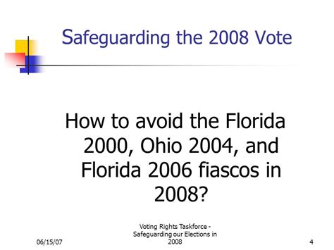 Safeguarding The 2008 Vote For Speaker Nancy Pelosi Voting Rights