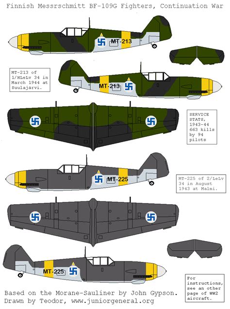 Laminated 2d Paper Airplane Wwii Grm Bf109 Finnish Paper Aircraft Ww2