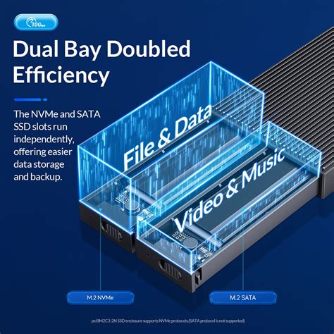 Orico Bm C N Gy Bp Tool Free Aluminum Dual Bay M Nvme Ssd