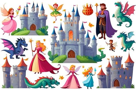 Magical Characters Fairy Tale Icons Set Premium Ai Generated Image