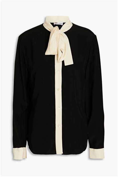 Redvalentino Pussy Bow Silk Crepe De Chine Shirt The Outnet