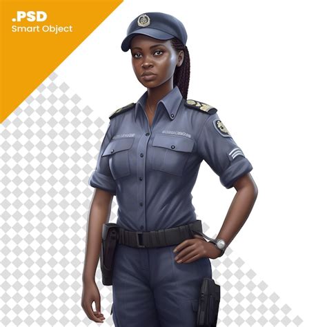 Premium Psd 3d Rendering Of An African American Female Police Officer