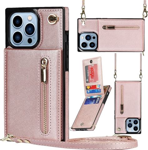 Fonu Fashion Portemonnee hoesje met koord iPhone 14 Pro Max Roségoud