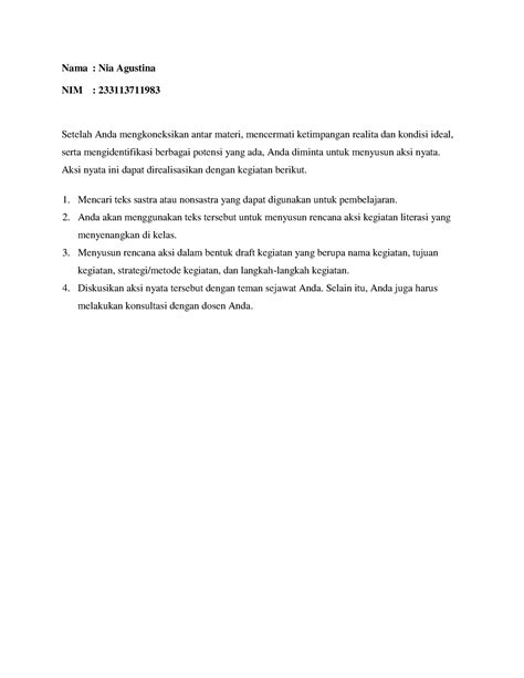 Aksi Nyata Literasi Dasar Topik 1 Nama Nia Agustina Nim