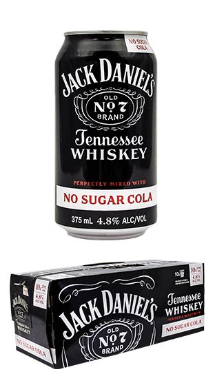 Jack Daniels RTD No Sugar Cola 10 Can Pack 375ml 3 75L