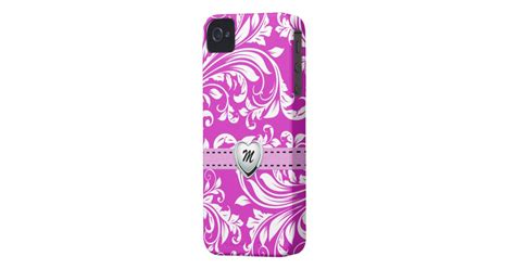 Elegant Purple and White Damasked Pattern iPhone 4 Cover | Zazzle