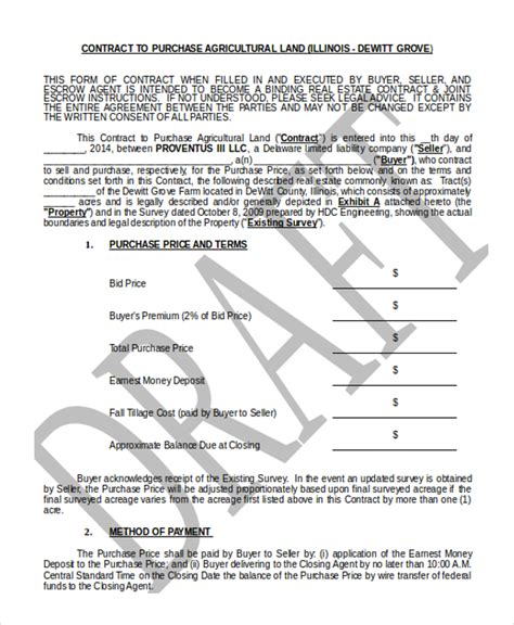 Agricultural Land Sale Agreement Template | HQ Printable Documents