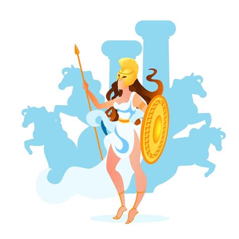 Athena Of Athene Godin Van Wijsheid Ambacht En Oorlog Premium Vector