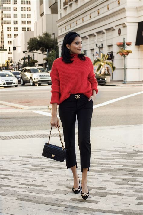 Red Sweater Style For Fall Red Sweater Outfit Work Turtleneck Outfit