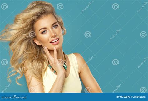 Glamorous Curvy Blonde Woman Stock Photo Image Of Complexion Face