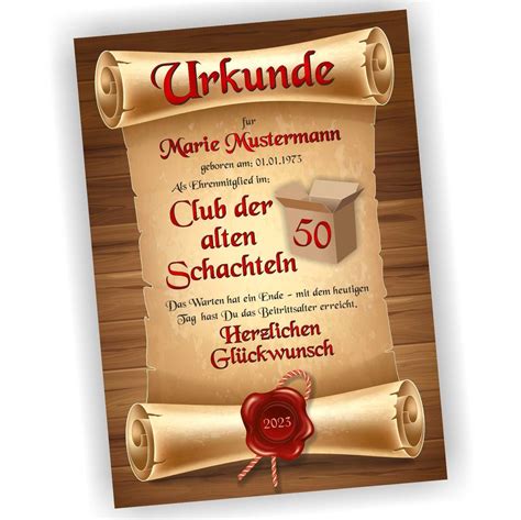 50 Geburtstag 50 Jahre Geburtstagsurkunde Urkunde Geschenk 1974