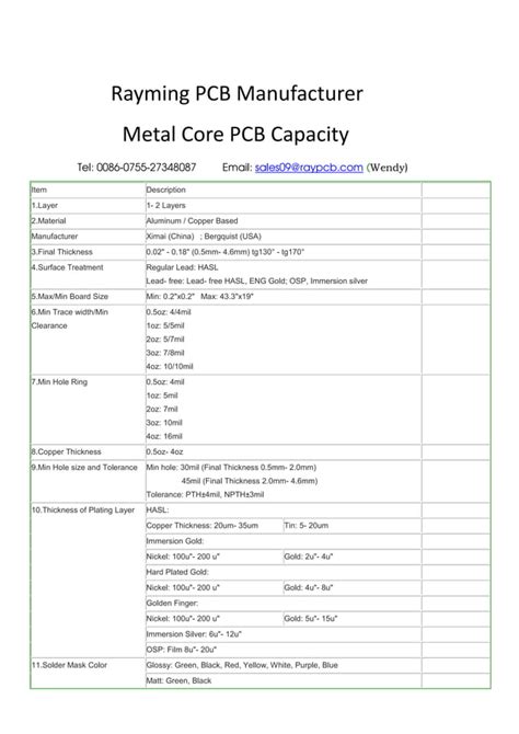 Rayming Pcb Manufacturer Rigid Pcb Capacity Pdf