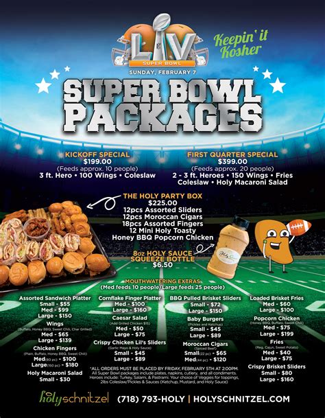 Super Bowl Lv 2021 Special Menu Holy Schnitzel 1 Franchised Kosher