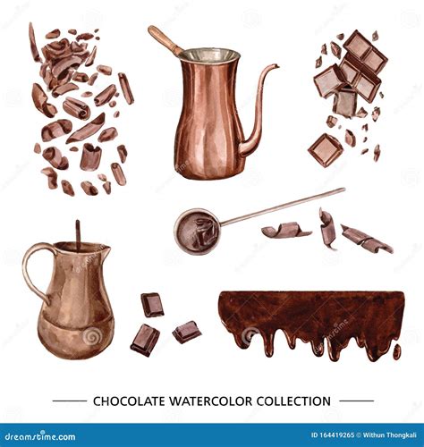 Ensemble Dillustrations De Chocolat Daquarelle Sur Fond Blanc