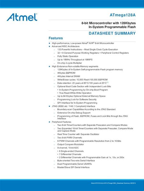 Pdf Atmega A Atmega Atmega A Datasheet