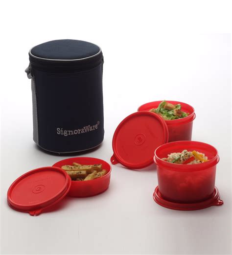 Buy Signoraware Red Plastic Executive Lunch Box With Bag Set Of At