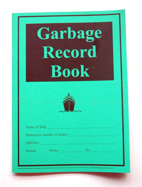 MARITIME PROGRESS UK PB1203Y Garbage Record Book Impa 332641