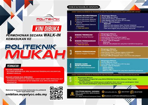 Walk In Permohonan Politeknik Mukah Sarawak Pmu